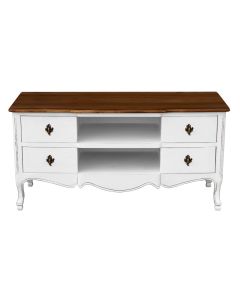 Serena Wooden TV Stand In Chic White With 4 Drawers