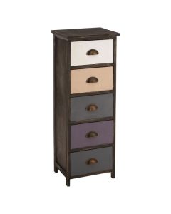 Uttoxeter Tall Paulownia Wooden Chest Of 5 Drawers In Multi-Colour
