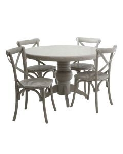 Vermont Rubberwood Dining Table With 4 Chairs In Grey Wash