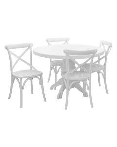 Vermont Rubberwood Dining Table With 4 Chairs In White Wash