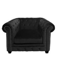 Resende Chesterfield Velvet Upholstered Armchair In Black