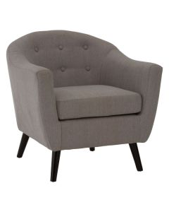 Serra Linen Fabric Upholstered Armchair In Grey