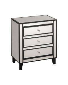 Boulevard Mirrored Chest Of 3 Drawers In Black