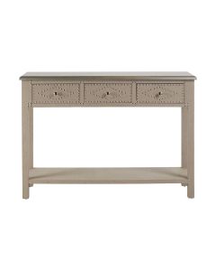 Manhattan Wooden Console Table In Natural With 3 Drawers