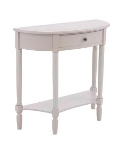 Heritage Half Moon Wooden Console Table In Vintage Grey With 1 Drawer