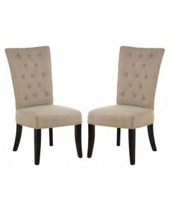 Regents Park Natural Fabric Dining Chairs With Natural Legs In Pair
