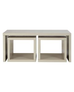 Madrid Wooden Coffee Table With 2 Side Tables In Cream