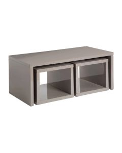 Madrid Wooden Coffee Table With 2 Side Tables In Dark Grey