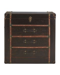 Bogart Leather Effect Wooden Storage Cabinet In Brown