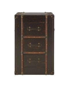 Bagort Wooden Chest Of 3 Drawers In Brown Leather Effect