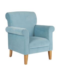 Morogor Velvet Upholstered Armchair In Blue