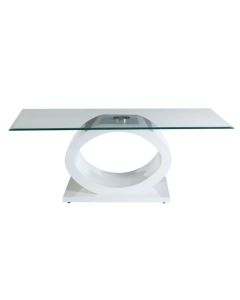 Hagley Rectangular Clear Glass Coffee Table With White High Gloss Base