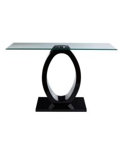 Hagley Rectangular Clear Glass Console Table With Black High Gloss Base