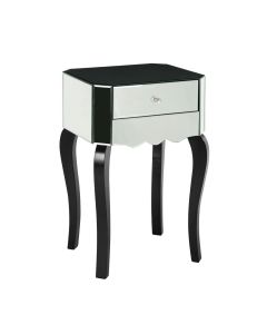 Orchid Clear Mirrored Side Table With Black Wooden Legs