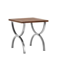 Greenwich Wooden Side Table In Natural With Stainless Steel Legs