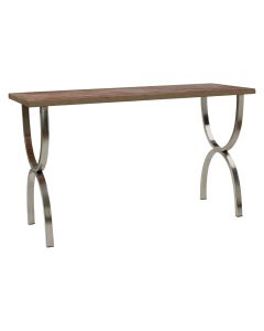 Greenwich Wooden Console Table In Natural With Stainless Steel Legs