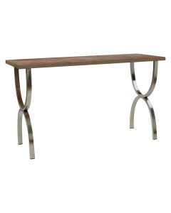 Greenwich Wooden Console Table In Natural With Stainless Steel Legs