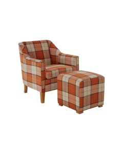 Colorado Checked Fabric Upholstered Armchair With Footstool