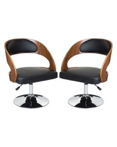 Bohena Black Faux Leather Bar Chairs With Arms In Pair