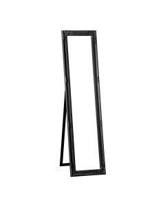 Chic Floor Standing Dressing Mirror In Black Vintage Wooden Frame