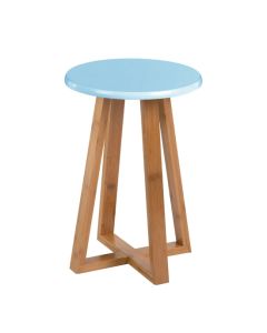 Viborg Bamboo Round Stool In Blue