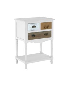 Weymouth Wooden Side Table In White With 3 Drawers