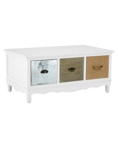 Weymouth Wooden Coffee Table In White With 3 Drawers