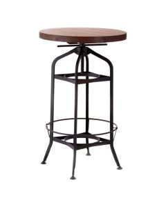 Neasden Round Wooden Bar Table In Walnut With Black Metal Legs