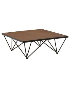 Neasden Square Wooden Coffee Table In Natural With Black Metal Legs