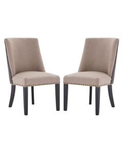 Rodeo Beige Leather Effect Dining Chairs With Birchwood Legs In Pair