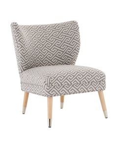 Regents Fabric Accent Chair In Beige And Grey With Wooden Legs