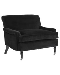 Sokaya Large Cotton Plush Velvet Upholstered Armchair In Black