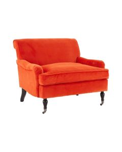 Sokaya Large Cotton Plush Velvet Upholstered Armchair In Orange