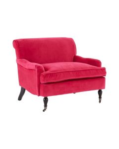 Sokaya Large Cotton Plush Velvet Upholstered Armchair In Pink