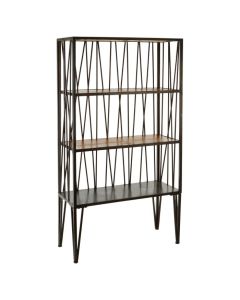 Neasden 3 Tier Wooden Shelving Unit In Natural With Black Metal Frame