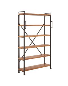 Neasden 5 Tier Wooden Shelving Unit In Natural With Black Frame