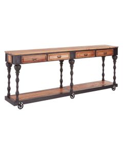 Neasden Wooden Console Table With 4 Drawers In Elm Wood