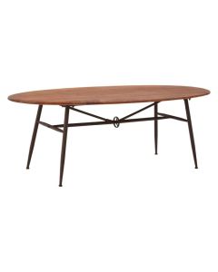 Neasden Oval Wooden Dining Table In Walnut With Black Metal Legs