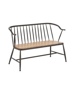 New Foundry Ash Wood And Metal Seating Bench In Distressed Black