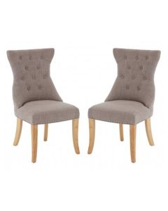 Regents Park Mink Fabric Dining Chairs With Natural Legs In Pair