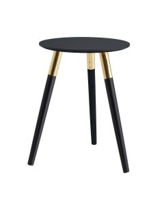 Nostra Round Wooden Side Table In Black