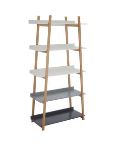 Nostra 5 Tier Wooden Shelving Unit In White And Grey
