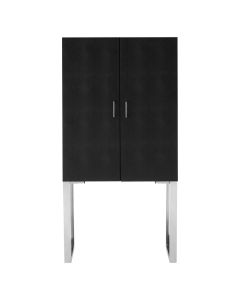 Pacific Small Faux Shark Skin Leather Storage Cabinet In Black With 2 Doors