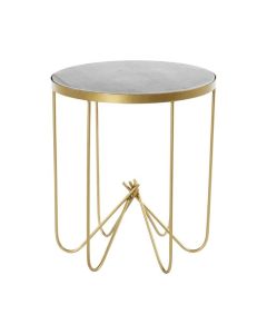 Tarvie Round White Marble Top Side Table With Gold Metal Frame