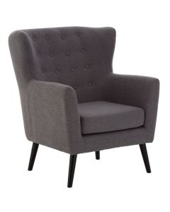 Odense Fabric Armchair In Grey With Black Wooden Legs