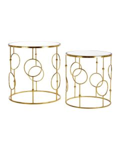 Avebury Mirrored Top Set Of 2 Side Tables In Gold
