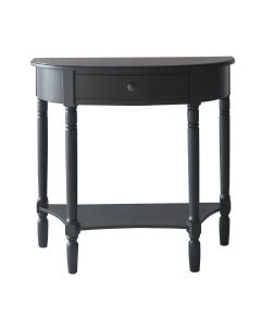 Heritage Half Moon Wooden Console Table In Black With 1 Drawer