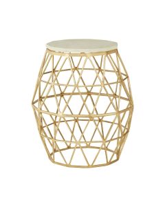 Mahomet Marble Top Side Table With Gold Metal Base