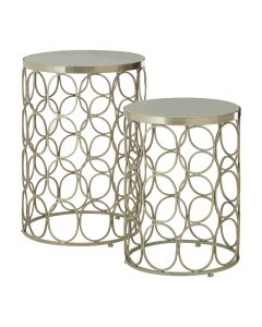 Mahomet Marble Top Set Of 2 Side Tables With Metal Frame