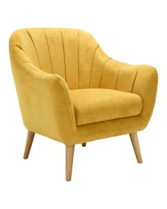 Guaruja Chenille Fabric Upholstered Armchair In Yellow